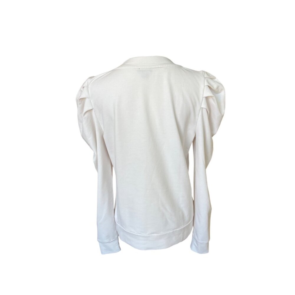 Ann Taylor Embellished Puff Sleeve Sweater Size S Holiday Cottagecore Peasant - Picture 3 of 8